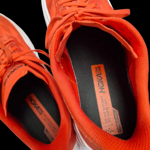 Hoka One One Carbon x 2 Fiesta Red Orange White Running Sneakers Men Size 12D